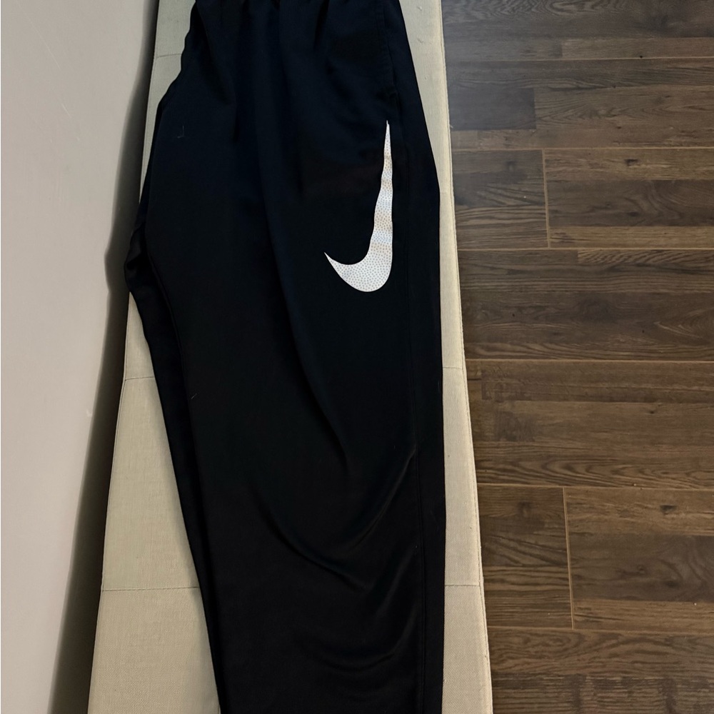 Nike men’s  Black Sweatpants with White Logo dry fit